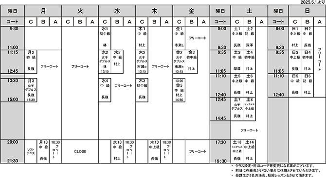 タイムスケジュール